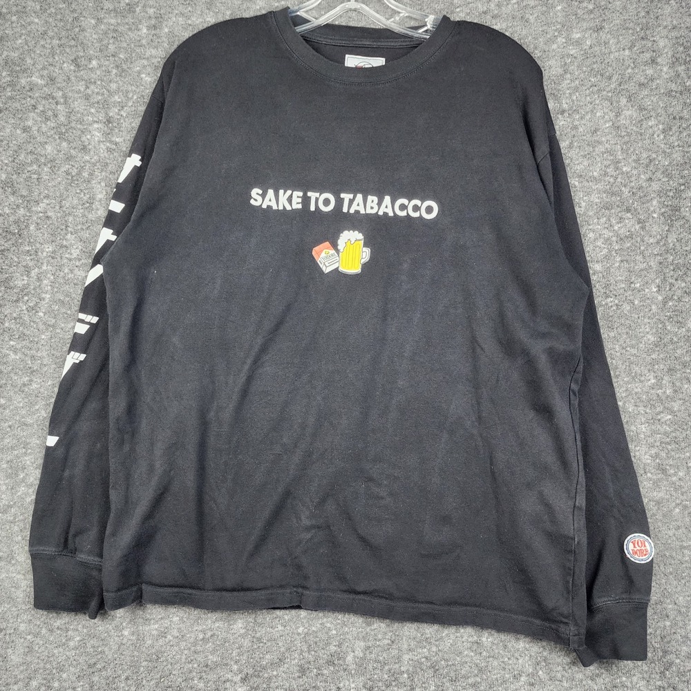 Yoidore Long Sleeve T-Shirt Mens‎ XL Black Sake to Tabacco Graphic Streetwear